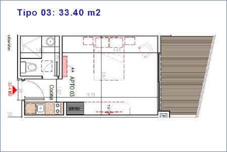 Imagen de Tipo 03: 33.40 m2 - Murano Boulevard