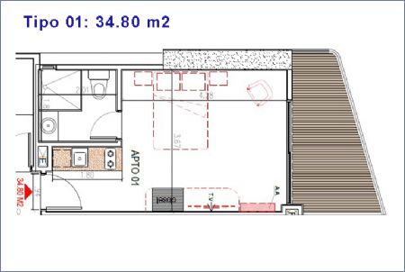 Imagen de Tipo 01: 34.80 m2 - Murano Boulevard