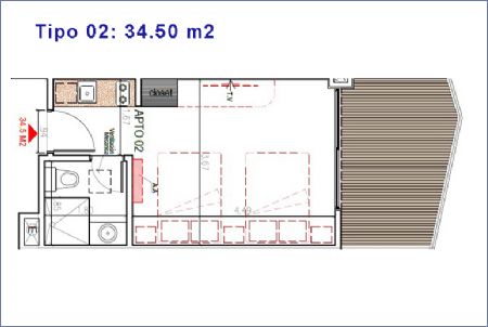 Imagen de Tipo 02: 34.50 m2 - Murano Boulevard
