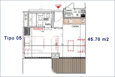 Imagen de Tipo 05: 45.70 m2 - Murano Boulevard