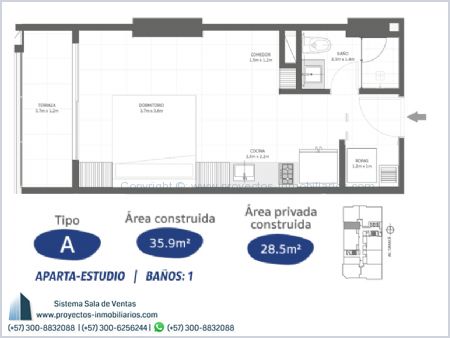 Imagen de ApartaEstudio Tipo A - Ambar Roca
