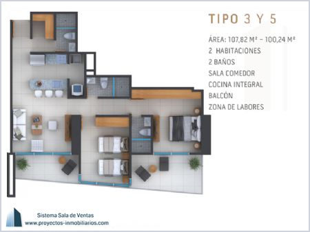 Render de Planta Tipo 3 y 5 - Antilia 96 Imagen de Planta Tipo 3 y 5 - Antilia 96
