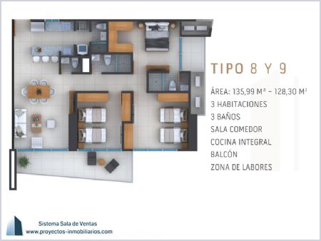 Render de Planta Tipo 8 y 9 - Antilia 96 Imagen de Planta Tipo 8 y 9 - Antilia 96