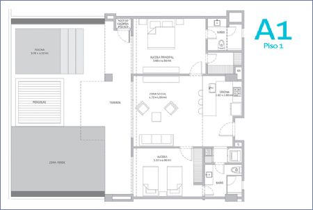 Render de Apartamento Tipo A1 - Morros IO Imagen de Apartamento Tipo A1 - Morros IO