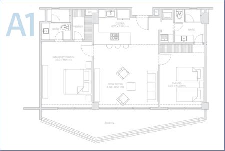 Render de Planta Apartamento Tipo A1 - Morros ECO Imagen de Planta Apartamento Tipo A1 - Morros ECO
