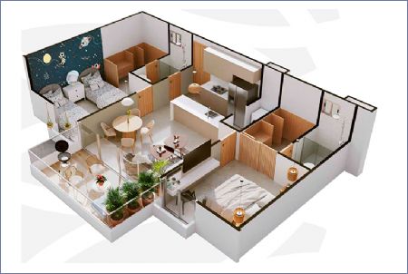 Render de Apartamento ● 2 Habitaciones ● 2 Baños - Varenna Imagen de Apartamento ● 2 Habitaciones ● 2 Baños - Varenna