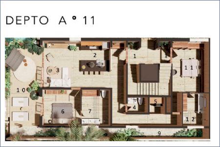 Render de Departamento A 11 - Bahía Tulum Imagen de Departamento A 11 - Bahía Tulum