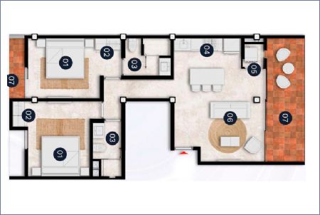 Imagen de Departamento De 2 Recamaras Torre 2 - Blue Gardens