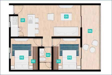 Imagen de Plano Departamento Garden De 2 Recamaras - NAUTICO