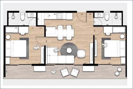 Imagen de Departamento A 2 Cuartos - Okom Condo Living