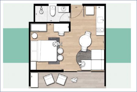 Render de Estudio A - Okom Condo Living Imagen de Estudio A - Okom Condo Living