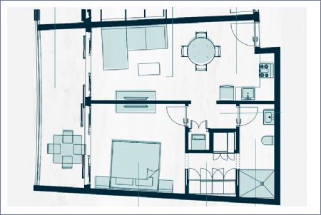 Render de Apartamento 1 ● 1 Habitación - Atlántida Imagen de Apartamento 1 ● 1 Habitación - Atlántida