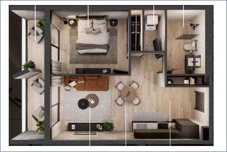 Imagen de TIPOLOGÍA APTO 1 HABITACIÓN - jardines de bellas artes