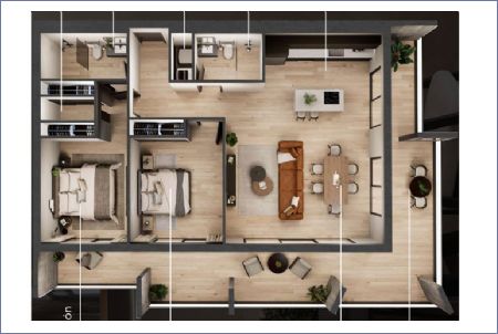 Imagen de TIPOLOGÍA APTO 2 HABITACIÓN - jardines de bellas artes