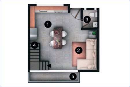 Render de Planta Primer Nivel Loft - Torre Alma Imagen de Planta Primer Nivel Loft - Torre Alma