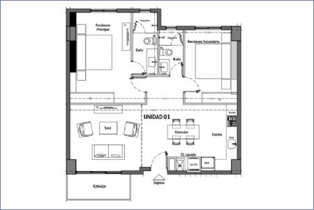 Imagen de Planta 2 Recamaras ● Área: 95 mts. - Harmony PV