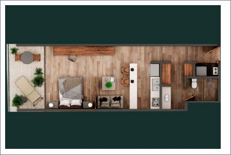Render de Tipo A - The Leaf Condos Imagen de Tipo A - The Leaf Condos