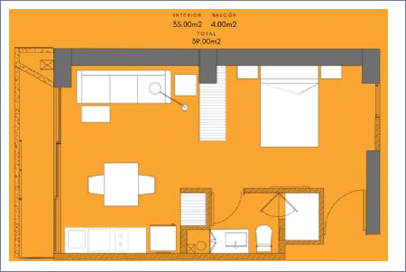 Render de Departamento Tipo 01 - Niveles 2 al 10 - Chapultepec 560 Imagen de Departamento Tipo 01 - Niveles 2 al 10 - Chapultepec 560