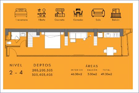 Imagen de Departamento Tipo 02 - Niveles 2 al 4 - Chapultepec 560