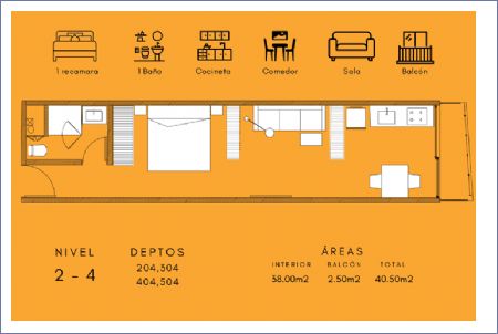 Imagen de Departamento Tipo 03 - Niveles 2 al 4 - Chapultepec 560