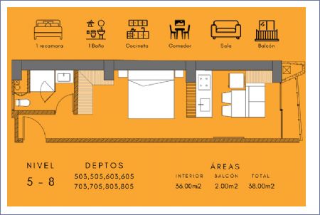 Imagen de Departamento Tipo 04 - Niveles 5 al 8 - Chapultepec 560