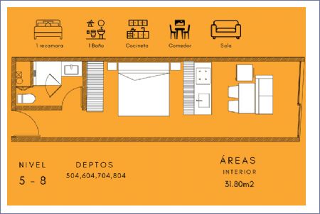 Imagen de Departamento Tipo 05 Niveles 5 al 8 - Chapultepec 560