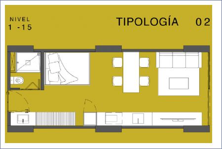 Imagen de Departamento Tipo 02 - Niveles 1 al 15 - Girasol Condesa