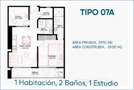 Imagen de Planta Tipo 07A - B3 Living