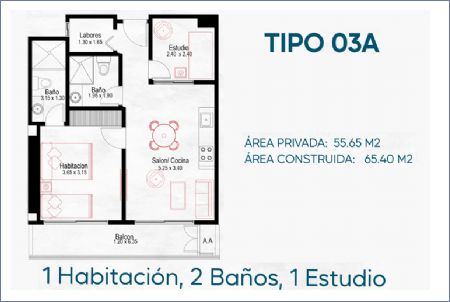 Imagen de Planta Tipo 03A - B3 Living