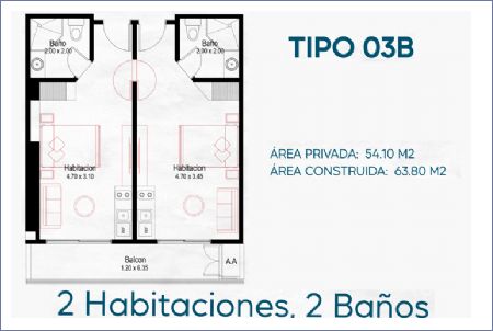 Imagen de Planta Tipo 03B - B3 Living