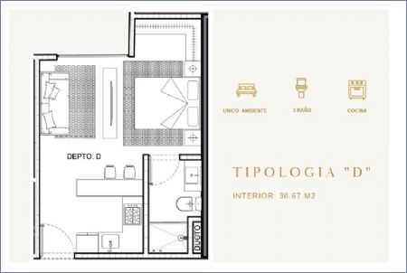 Imagen de Tipo D: 30.67 m2 - Unico ambienhte - Marsala