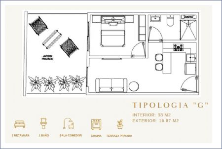 Imagen de Tipo G: 51.87 m2 - 1 alcoba - 1 baño - Marsala
