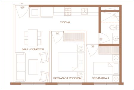 Imagen de Tipo B - Area:45.02 m² - Niveles 2 al 7 - Xaviera