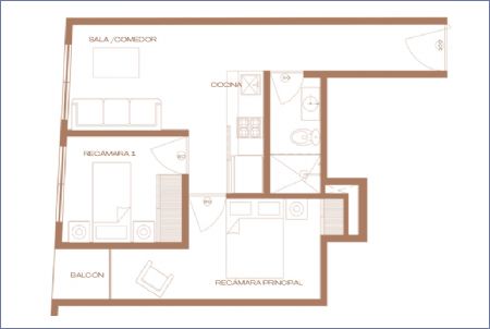 Imagen de Tipo E - Area:47.57 m² - Niveles 2 al 7 - Xaviera
