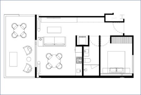 Imagen de Tipo 01: Nivel 1 - 74.94 m2 - 1 hab - 1 baño - Vertice
