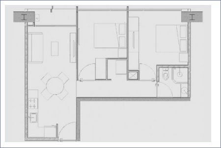 Imagen de Tipo C: 54.21 m2 - 2 habs - 1 baño - Orquídea Coyoacán