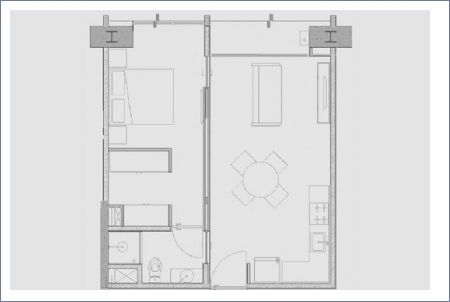 Imagen de Tipo D: 47.98 m2 - 1 hab - 1 baño - Orquídea Coyoacán