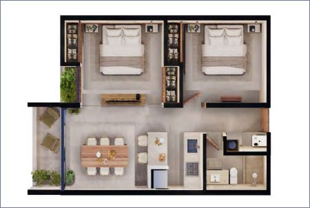 Imagen de Tipo 2:  59.6 m2 - 2 habs - 1 baño - Attha