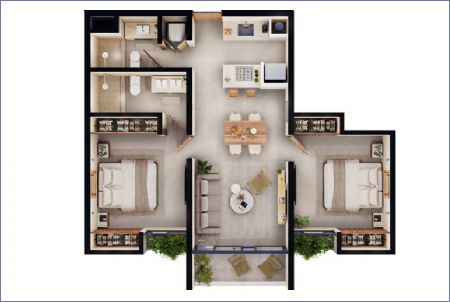 Imagen de Tipo 3:  74.6 m2 - 2 habs - 2 baños - Attha