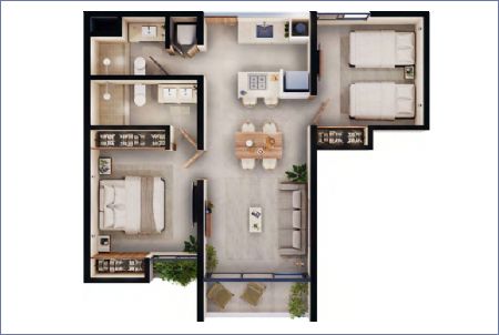 Imagen de Tipo 4:  72.4 m2 - 2 habs - 2 baños - Attha