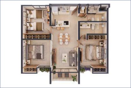 Imagen de Tipo 5:  87.4 m2 - 3 habs - 2 baños - Attha