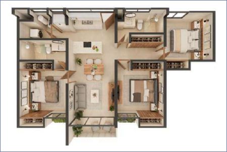 Imagen de Tipo 5:  100.2 m2 - 3 habs - 2 baños - Attha