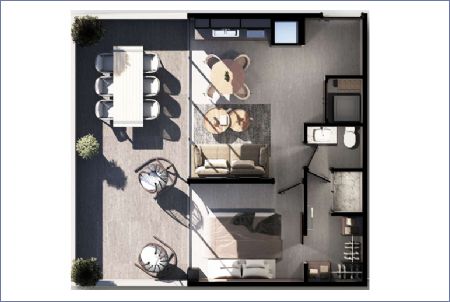 Imagen de Unidad 802 - Nivel 8 : 69.66 m2 - 1 hab - 1 baño - Rodo Ontario