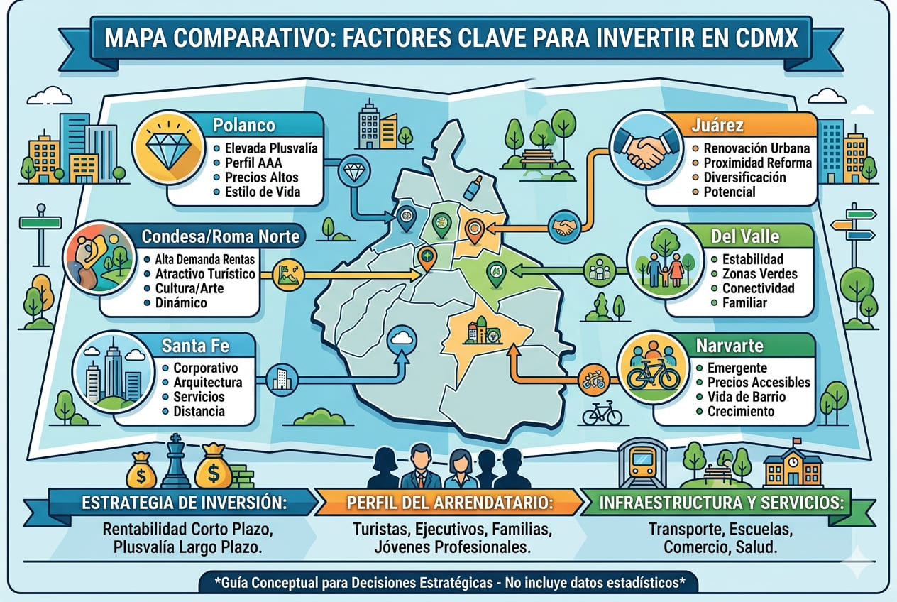 Comparativos entre Colonias para Invertir en Ciudad de México